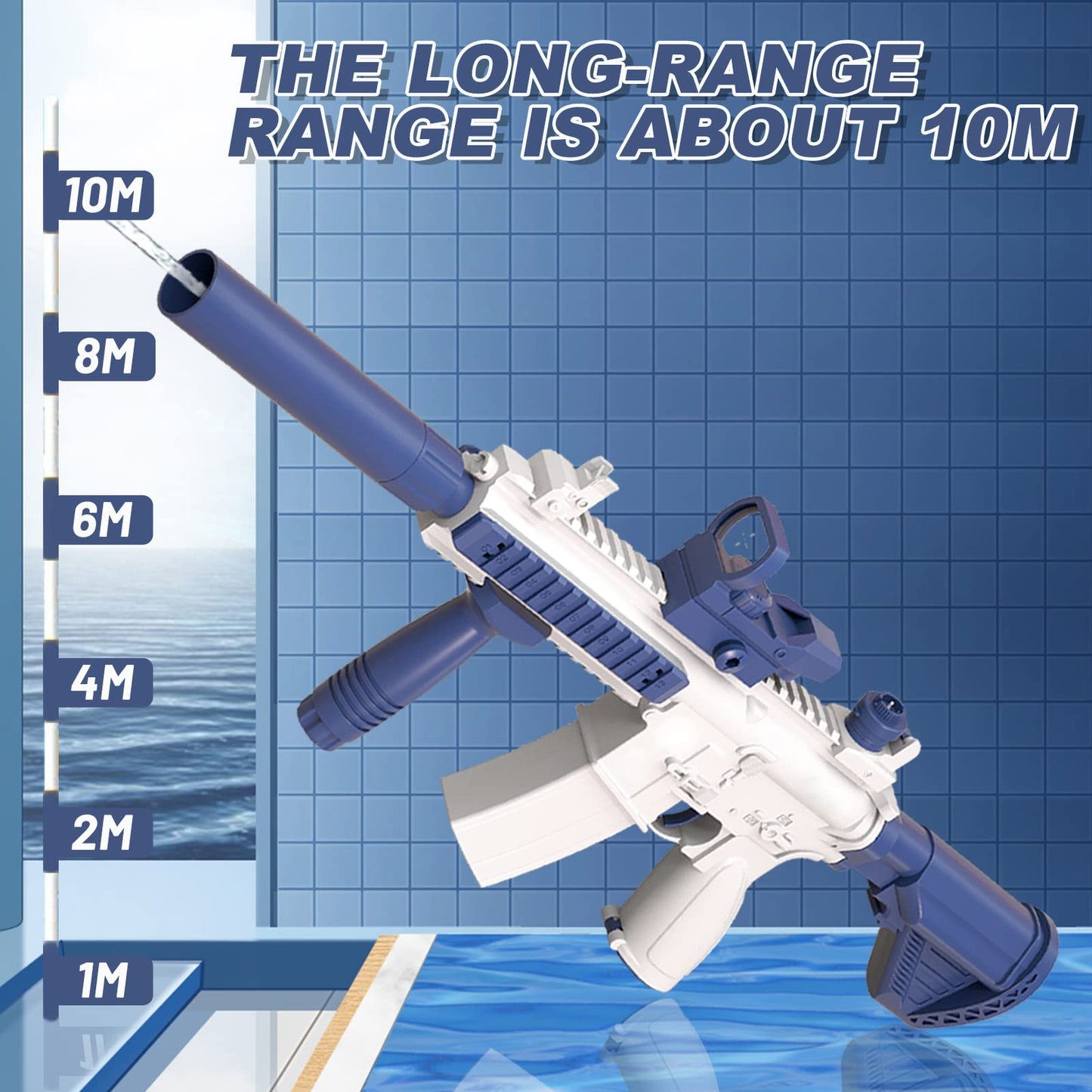 Elektrische Wasserpistole Sehr Stark Wassermaschinenpistole mit Wiederaufladbare Batterie Squirt Gun Wasser Spielzeug bis zu 20ft,Outdoor Water Gun Schießspiel für Erwachsene and Kinder (Blau)