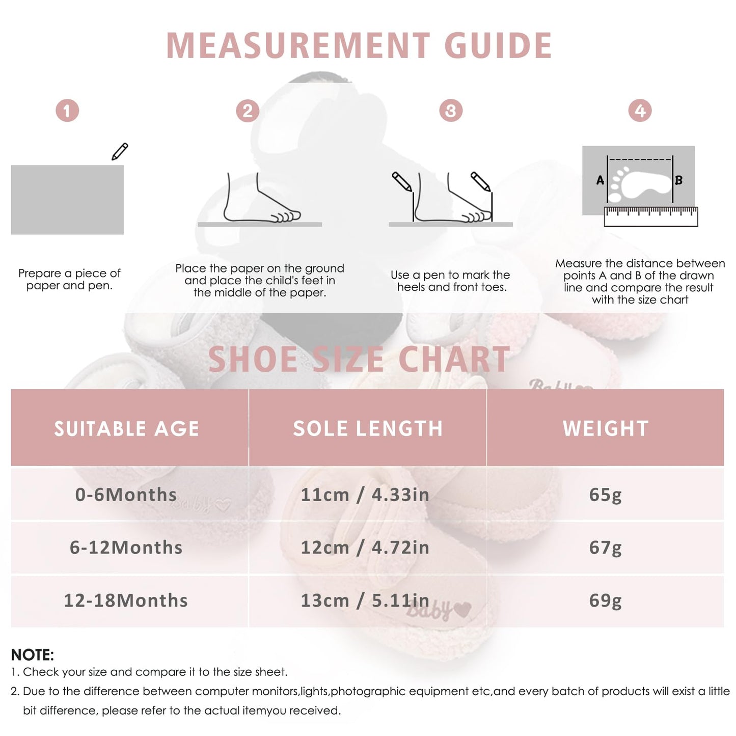 TMEOG Baby Winter Shoes Thermal Baby Shoes Crawling Shoes Fleece Baby Boots Non-Slip Warm Booties Baby Boots Lined Newborn Walk Shoes for Girls Boys 0-18 Months