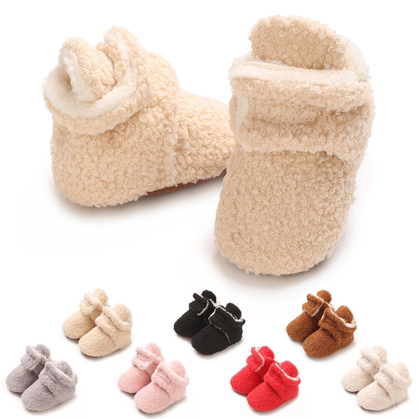 YloveM Toddler Baby Boys Girls Booties, Unisex Newborn Winter Shoes Thick Snow Boots Non-Slip Sole Soft Toddler Warm Sock Shoes