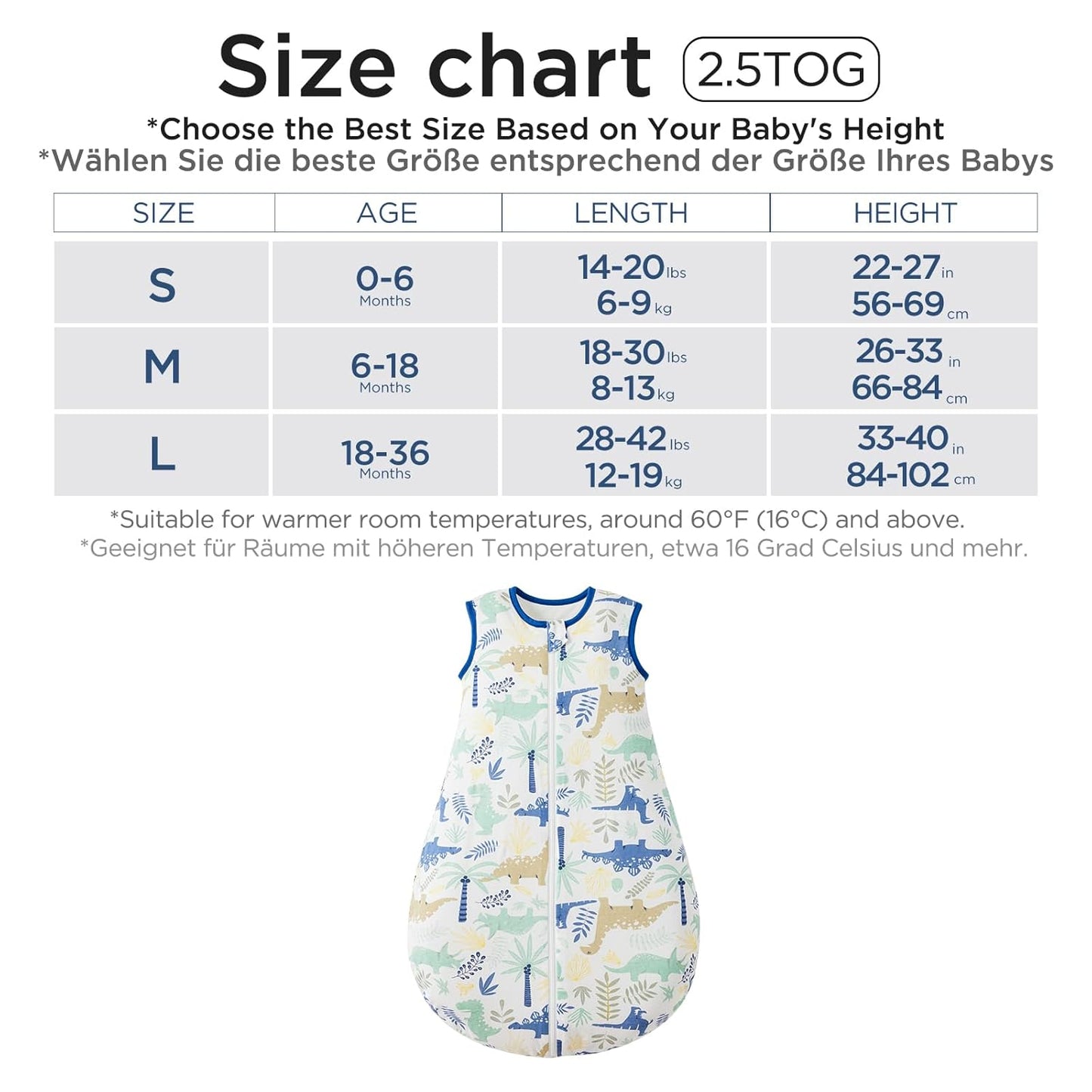 Duomiaomiao 3.5 Tog Baby Sleeping Bag, 100% Cotton Baby Sleeping Bag, Winter, Girls Newborn, Boys Sleeping Bag, Warm Newborn Children (100)