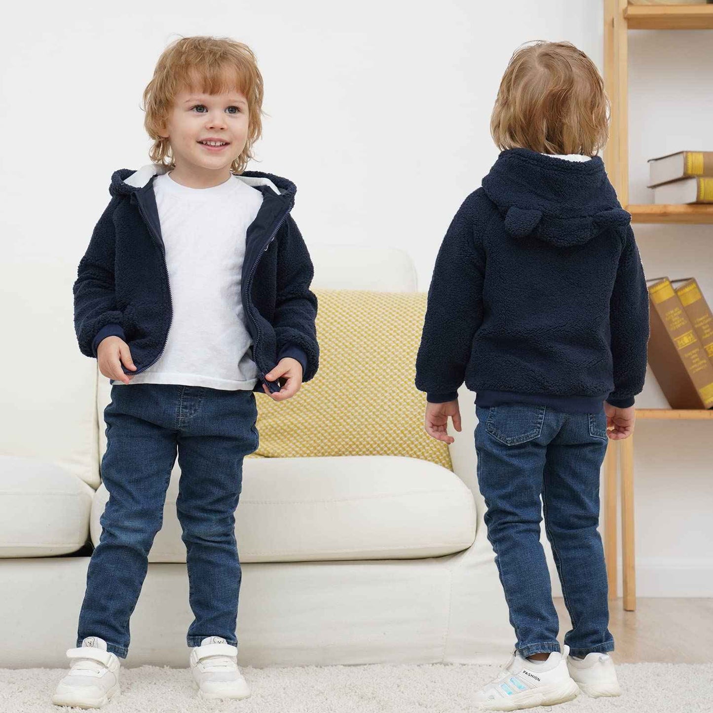 Gajaous Newborn Baby Girls Boys Fleece Hooded Jacket Zip Bear Coat Warm Winter Outwear