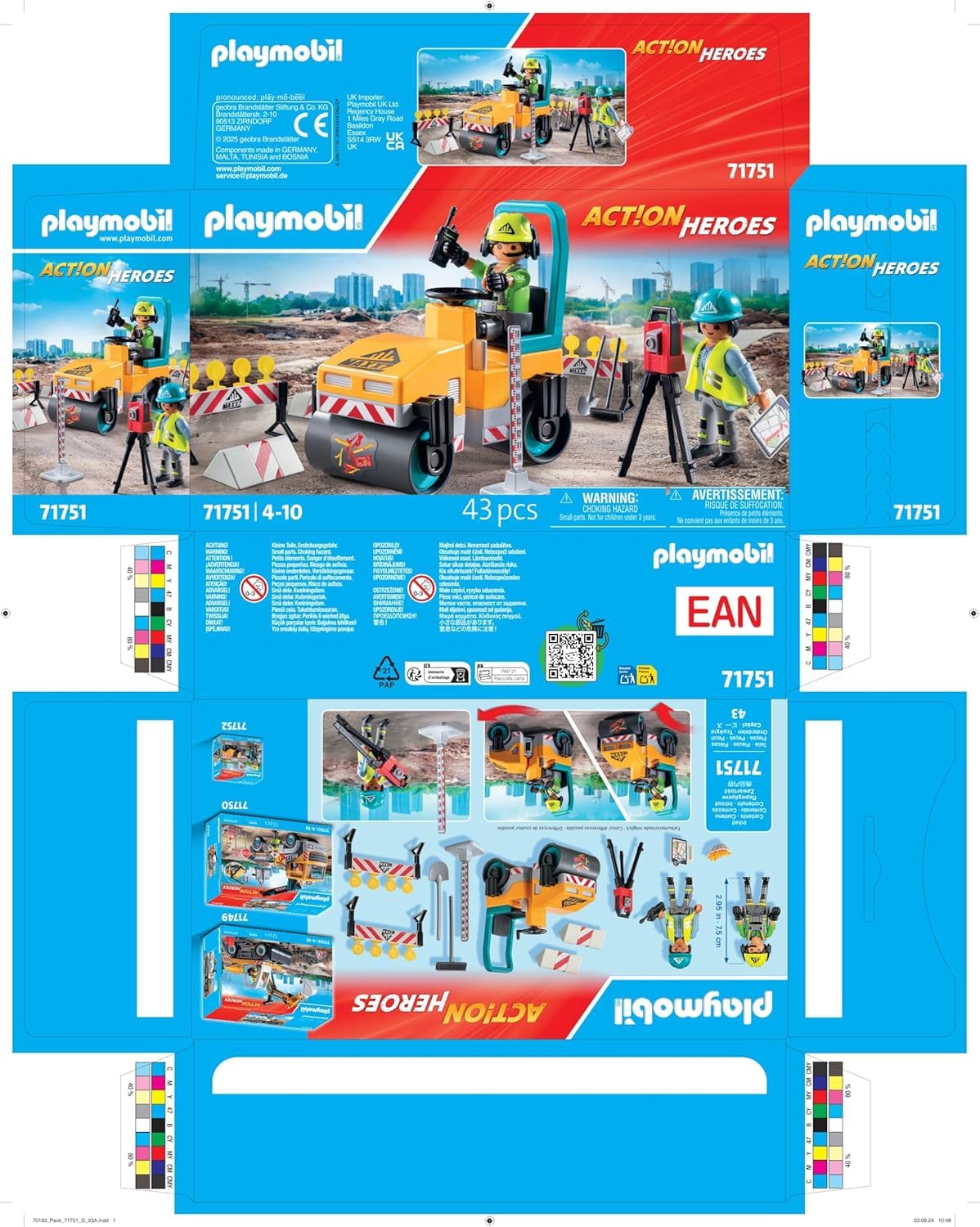 PLAYMOBIL Road Construction Site Toy Child Construction Site Play Set Toy for Children from 4 Years 71751