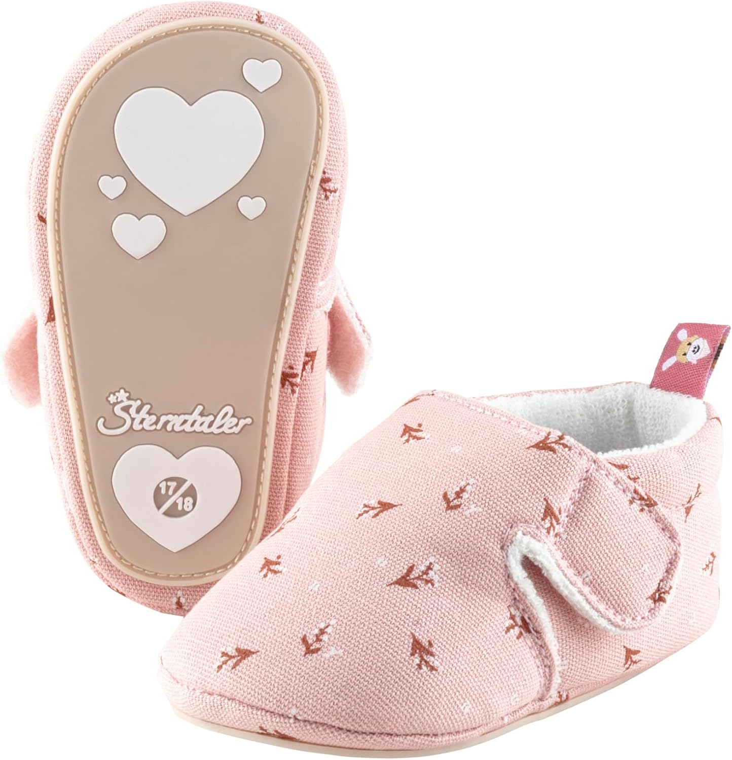 Sterntaler Baby Krabbelschuh bedruckt mit Blumen, Mädchen - Baby Schuhe mit aufgenähter und rutschfester Sohle - gefüttert mit Frottee und aus langlebigem Material, zartrosa, 16