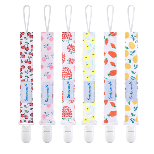 Smlpuame Baby Schnullerkette Mädchen Junge,6 Stück BPA-Frei Schnullerband Stoff Mädchen Junge,Schnuller Kette Nuckelkette Passen Die Meisten Schnuller und Beißspielzeug,Dummy Clips für Baby (Tier)