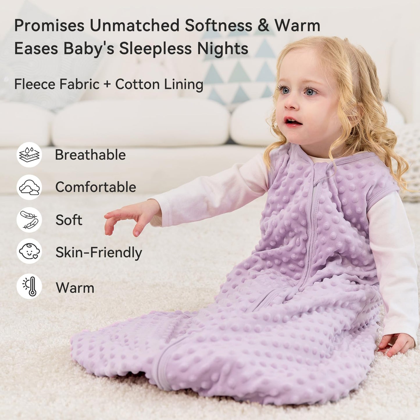 Unnivoll Baby Sleeping Bag, 1.5 Tog Baby Sleeping Bag, 0-6 Months, Pack of 2, Sleeping Bag, Winter, Autumn, 67 cm, for Boys and Girls, Newborns, Coffee
