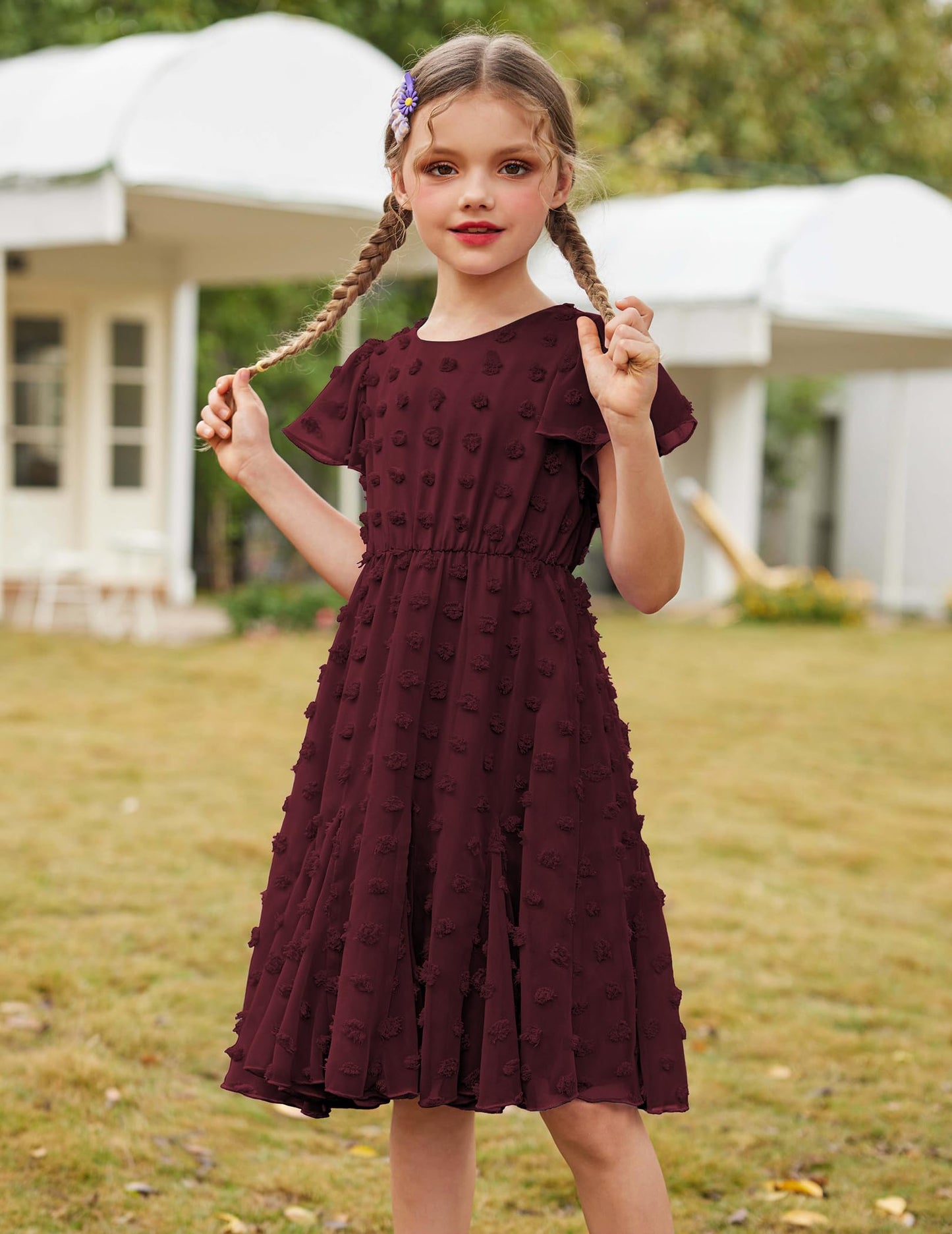 Flypigs Kleid Mädchen Festlich Hochzeit Party Kurzarm Sommer Freizeitkleid Prinzessin Chiffon Kleider Kinder Teenager Kleidung 3-12 Jahre