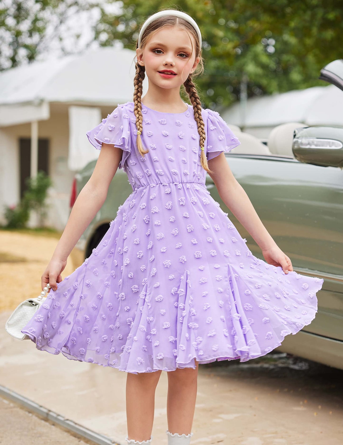 Flypigs Kleid Mädchen Festlich Hochzeit Party Kurzarm Sommer Freizeitkleid Prinzessin Chiffon Kleider Kinder Teenager Kleidung 3-12 Jahre