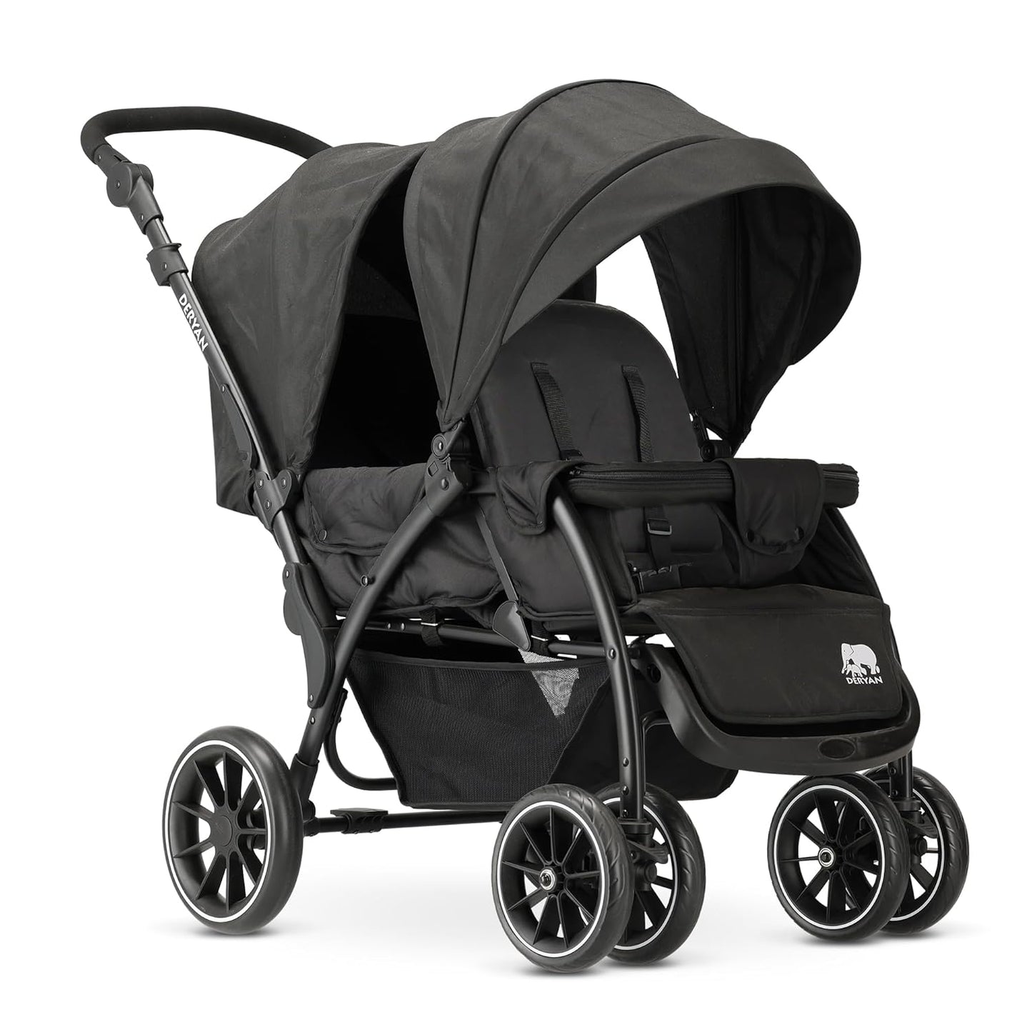 Deryan Elena Duo Tandem for Children - Double Duet with 5-Point Harness System and Adjustable to 4 Years (Black)
