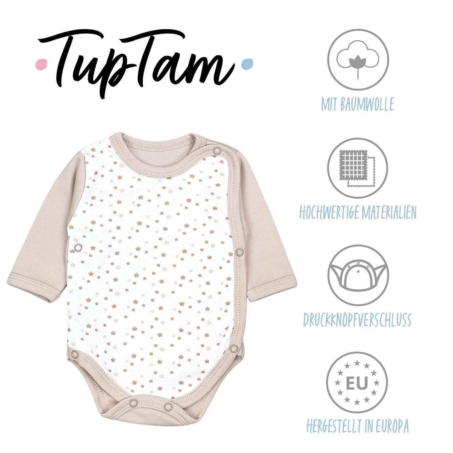TupTam Baby Kleidung Set Jungen Langarm Bekleidung Neugeborene Füßlingen Hose Body Strampler Mütze 5 tlg