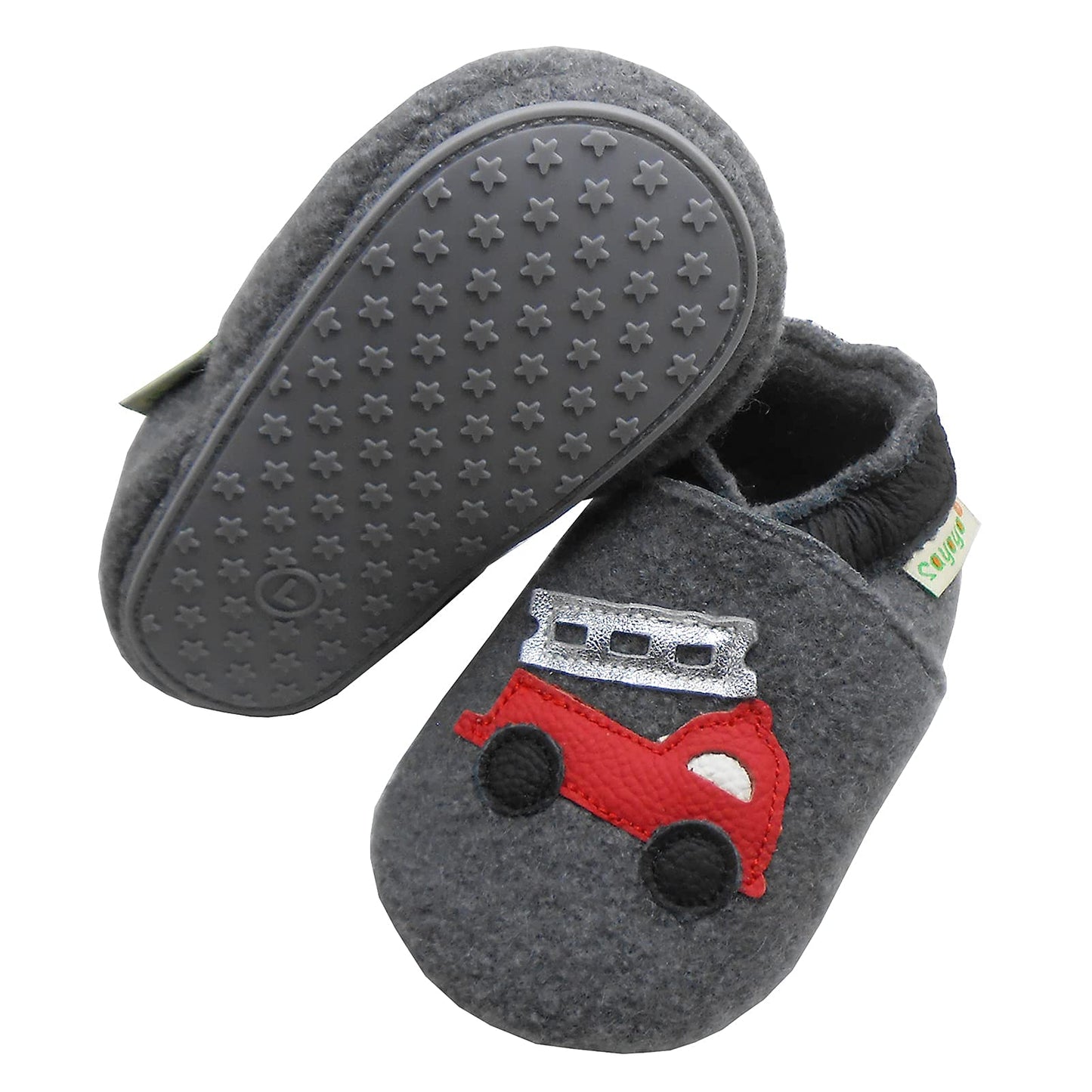 SAYOYO Babyschuhe für Jungen und Mädchen - Erste Lauf- und Krabbelschuhe mit weicher Wolle und rutschfester Gummisohle