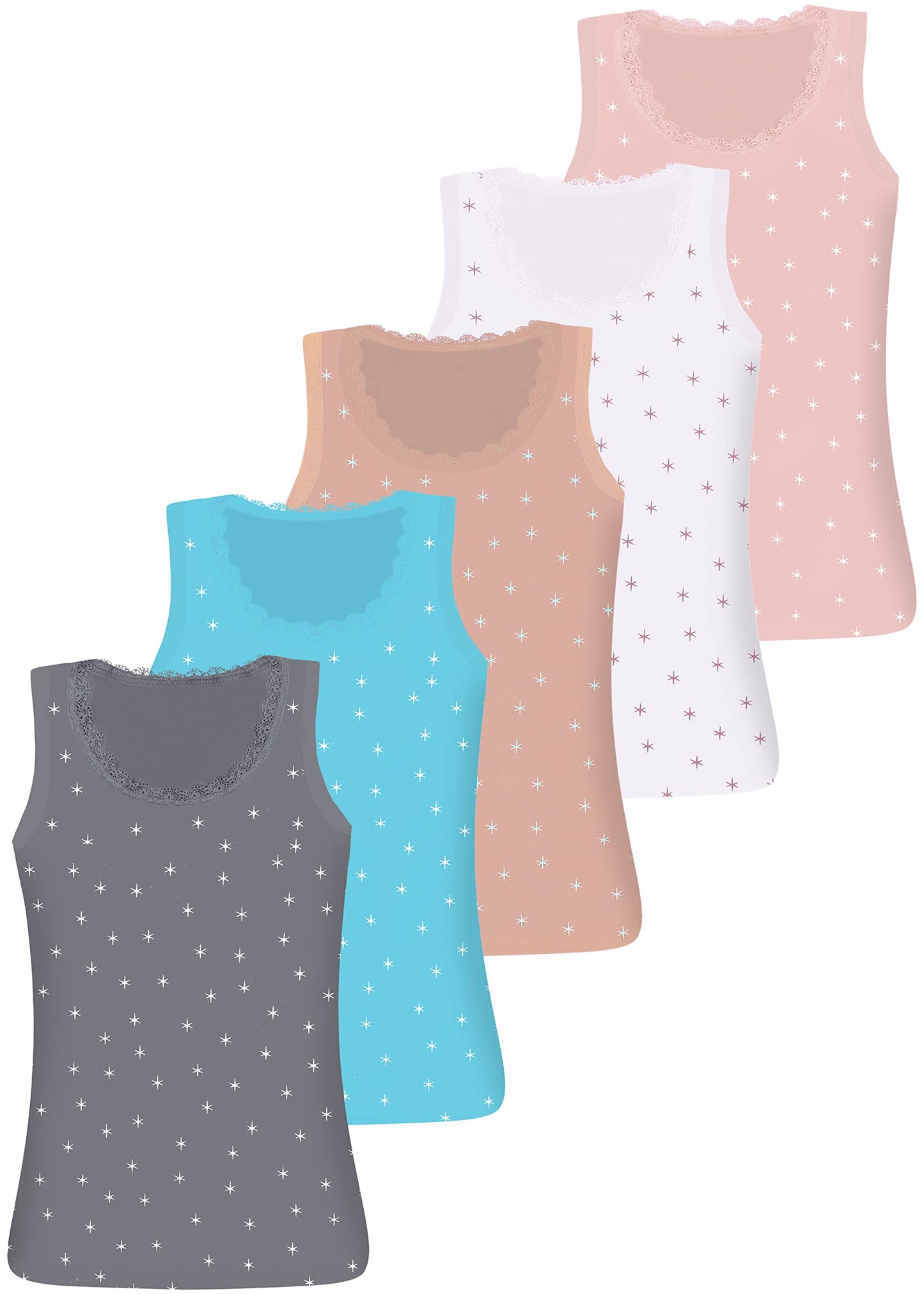 LOREZA ® 5 girls' cotton undershirts tank tops - sizes 92-170