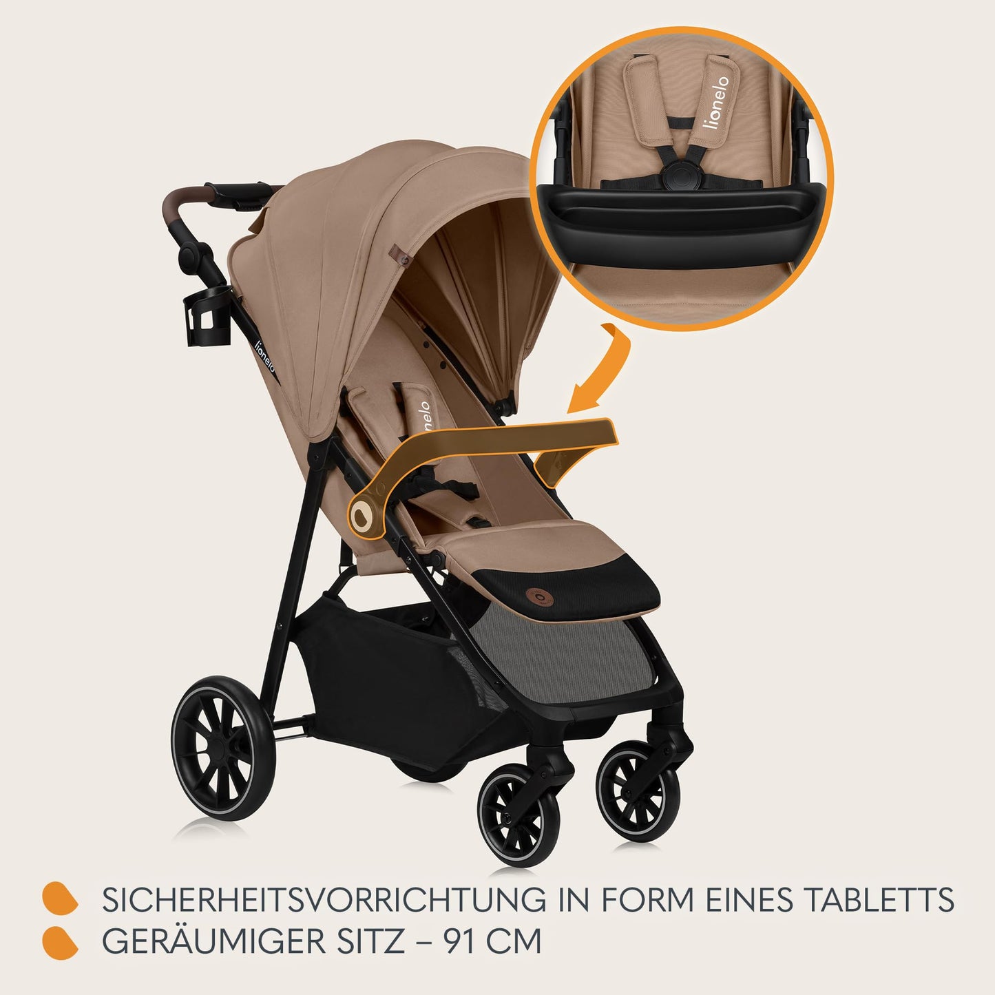 LIONELO Emma Plus Kinderwagen bis zu 15 kg, Kindersportwagen, leicht modern klein Buggy mit Liegeposition, zusammenklappbar, große Räder, großer Korb, Tasche Vivid Turkus