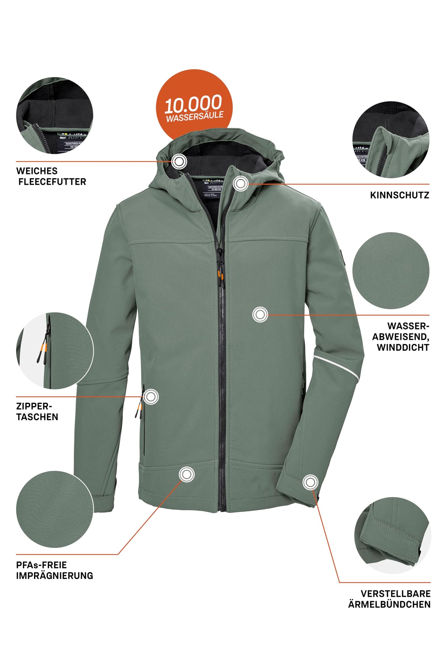 Killtec Boys Kos 143 Bys Sftshll Jckt Softshell Jacket / Outdoor Jacket with Hood