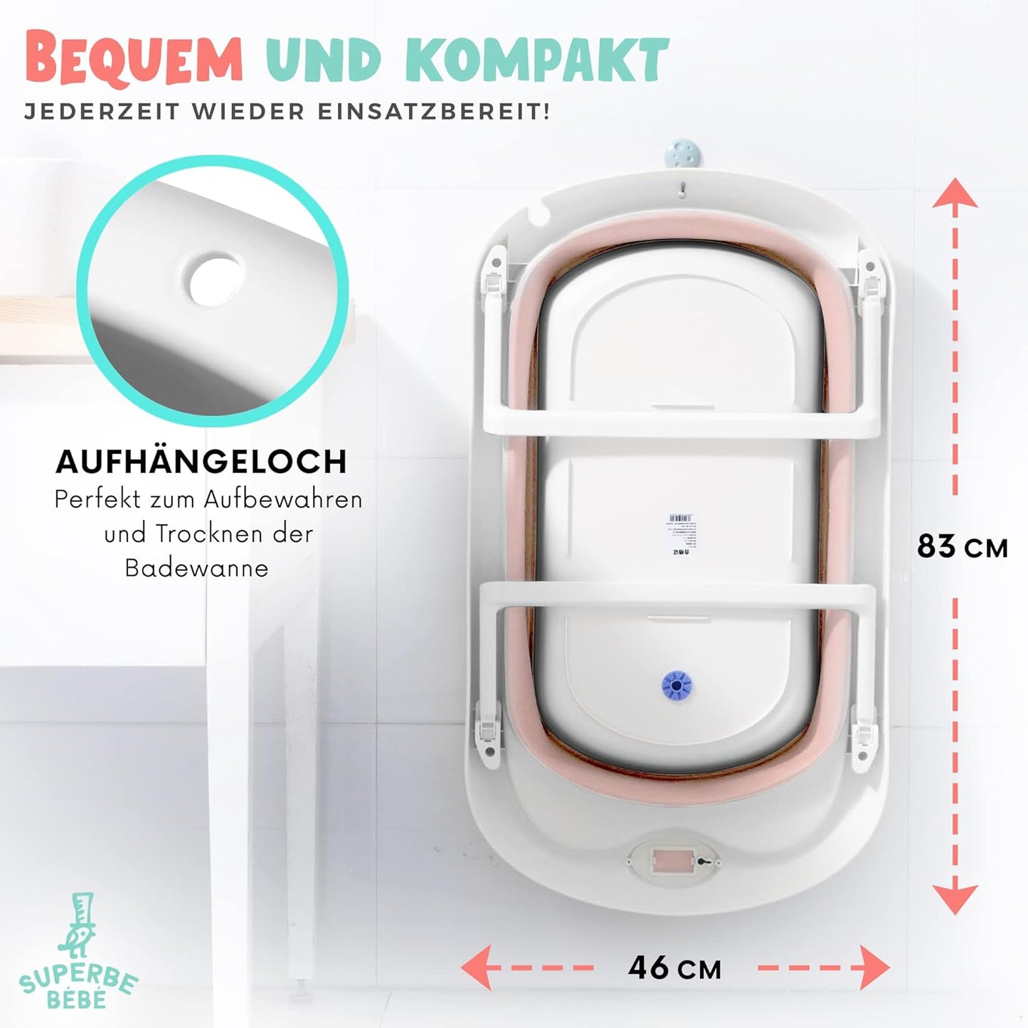 Faltbar Baby Badewanne Mit Rutschfestem Badewannensitz - Babywanne Xxl Mit Badethermometer - Von Der Geburt Bis 3 Jahre - Baby Bathtub - Babygeschenk - Geburtsgeschenke Für Mädchen & Jungen
