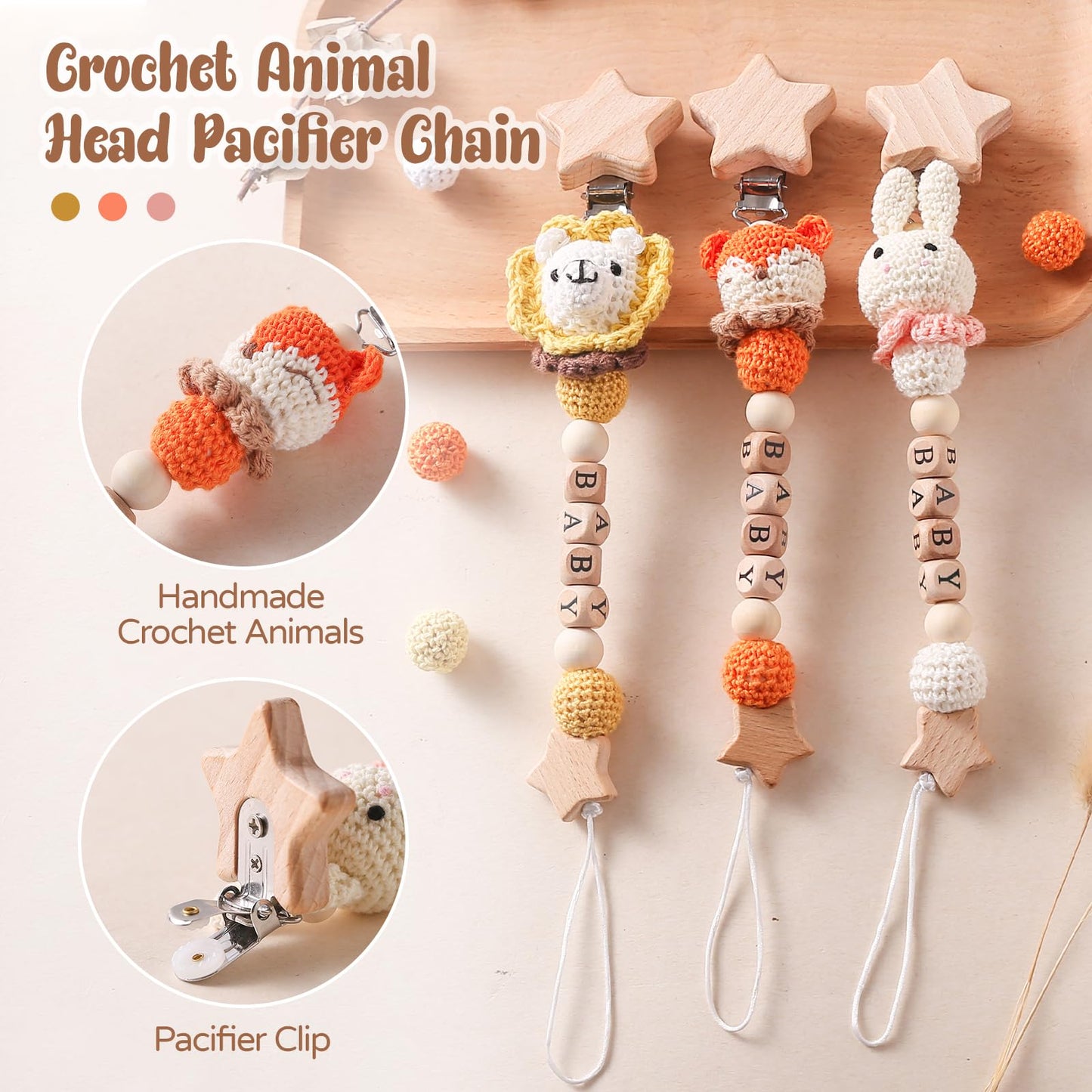 Mamimami Home Handgemachte Kaninchen Design Schnullerkette Stricken mit Häkchen,Schnullerband für Babys MäDchen und Junge