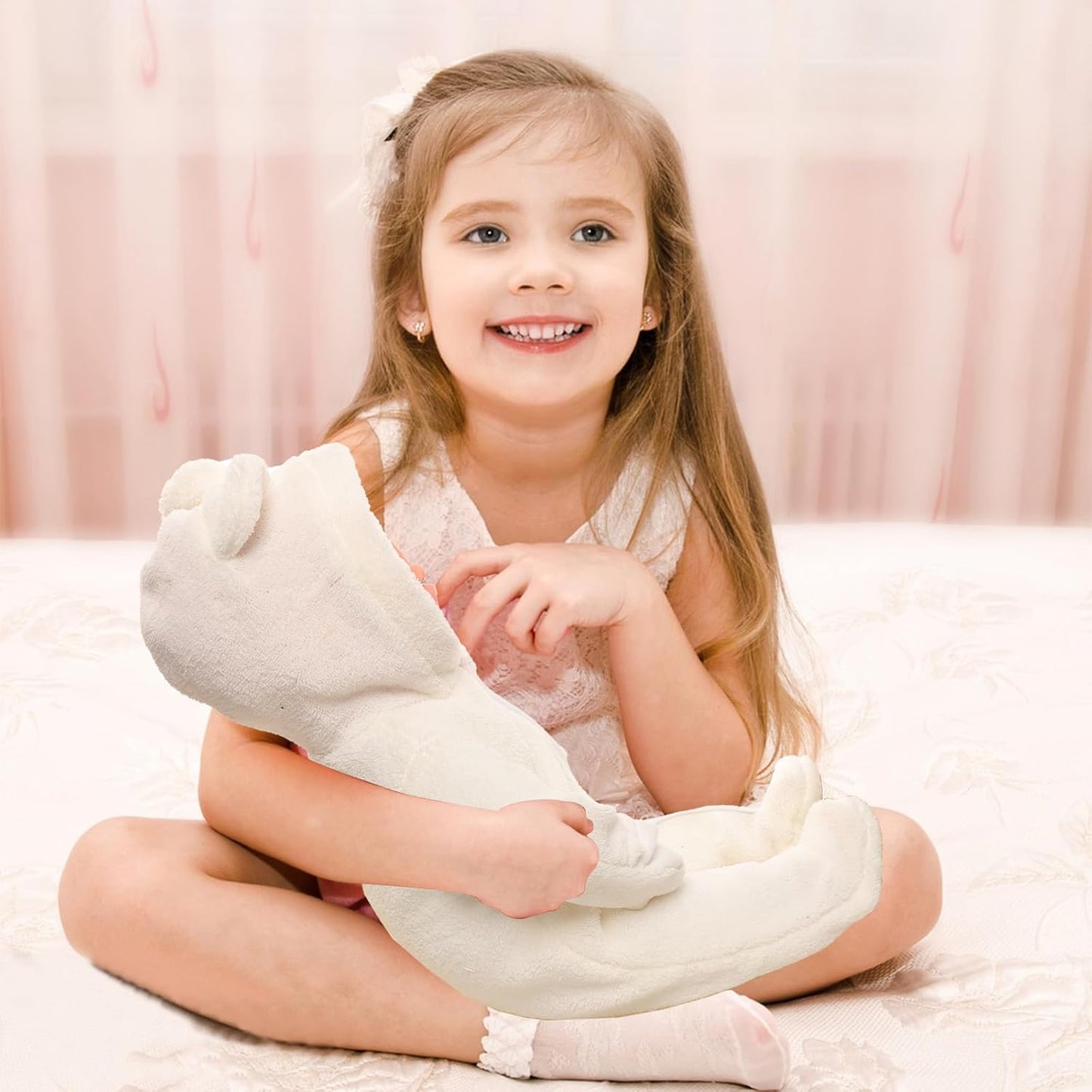 Miunana Babypuppe 43 cm Weichkörperpuppe in süßer Puppenkleidung, sehr handlich, niedliches Outfit, ohne Haare Weichkörper Puppen für Kinder ab 3 Jahren