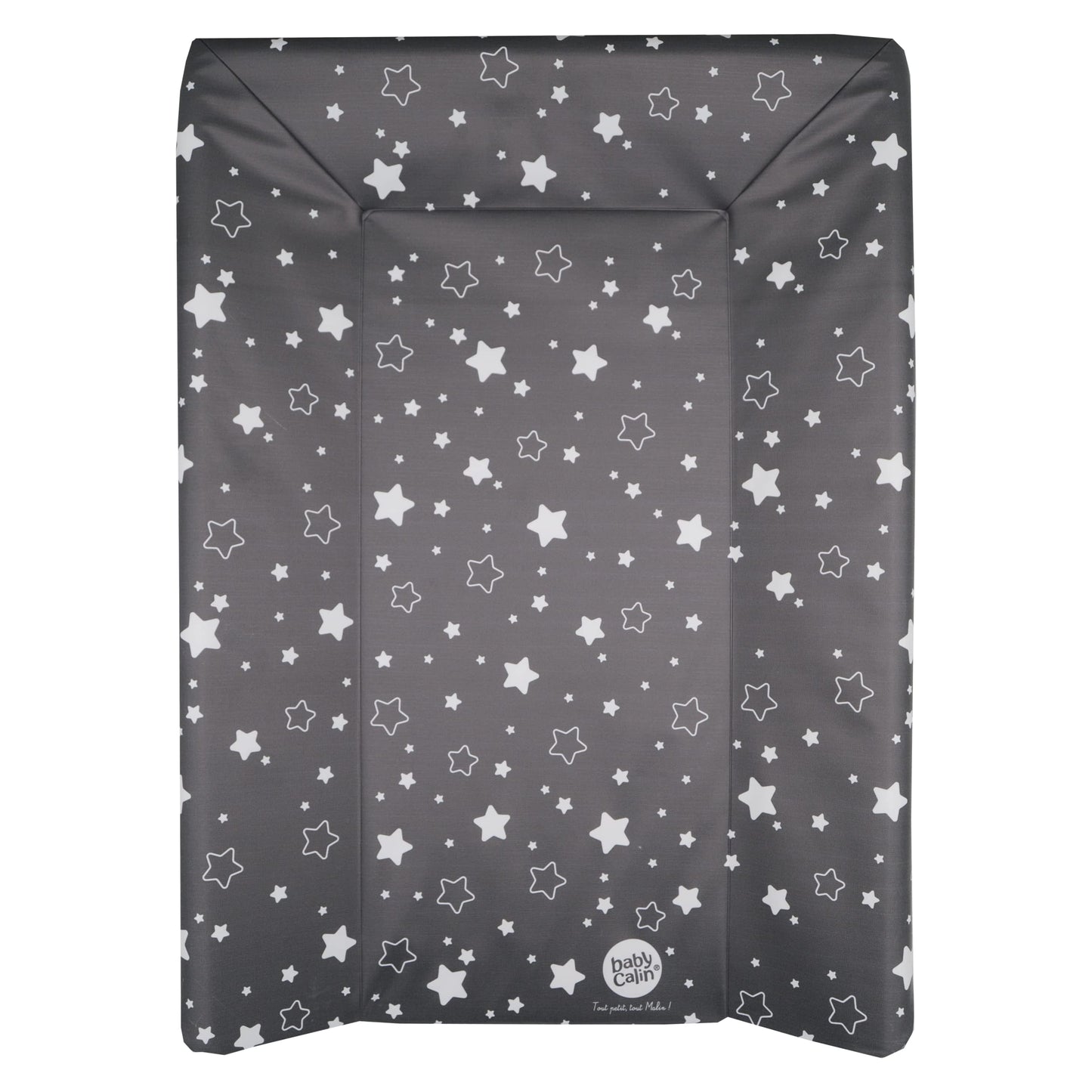 babyCalin Luxury Star Wickelauflage Dunkelgrau 50 x 70 cm - Mit aufgedruckter Maßtabelle