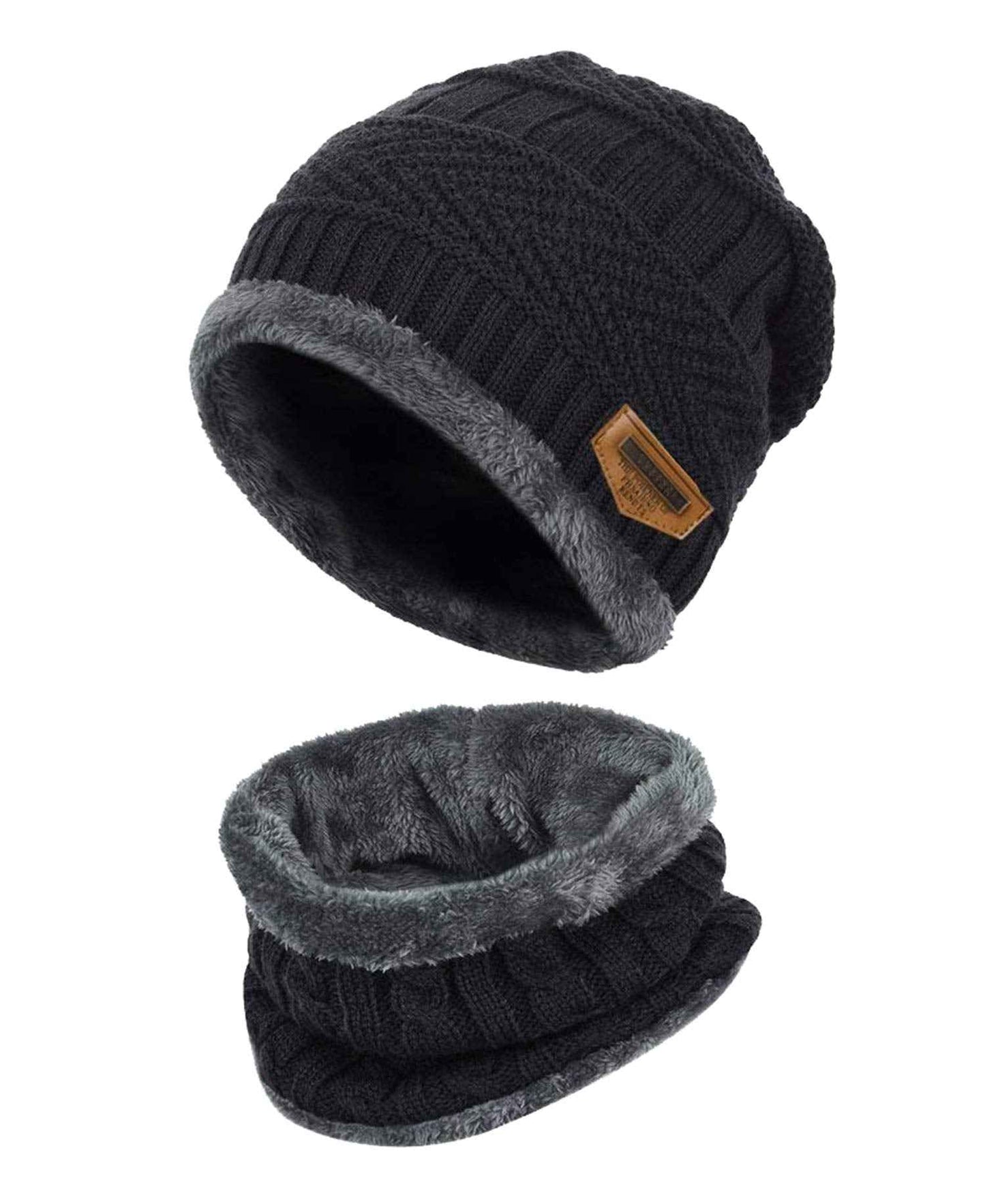 K.tchard Children’s Winter Hat, Beanie Hat with Scarf Set, Slouchy Knitted Hat, Warm Knitted, Skull Cap, Fleece Lining Hat 2–8 Years