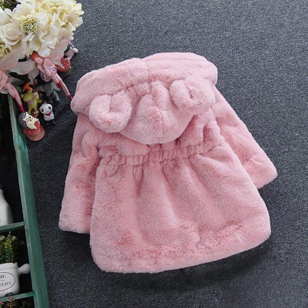 Angel ZYJ Girls' Fur Coat Winter Jacket Faux Fur Jacket Baby Girls Autumn Winter Coat Warm Jacket with Hood Wool Coat Hooded Jacket