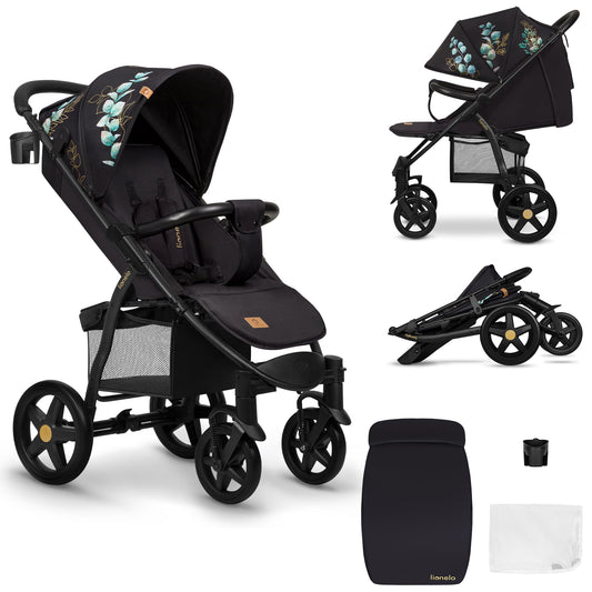 LIONELO Annet Plus Buggy up to 22 kg with Reclining Function, Small Folding Pushchair with Accessories, EVA Foam Wheels, Mosquito Net, Foot Cover Drink Holder, Basket Dreamin