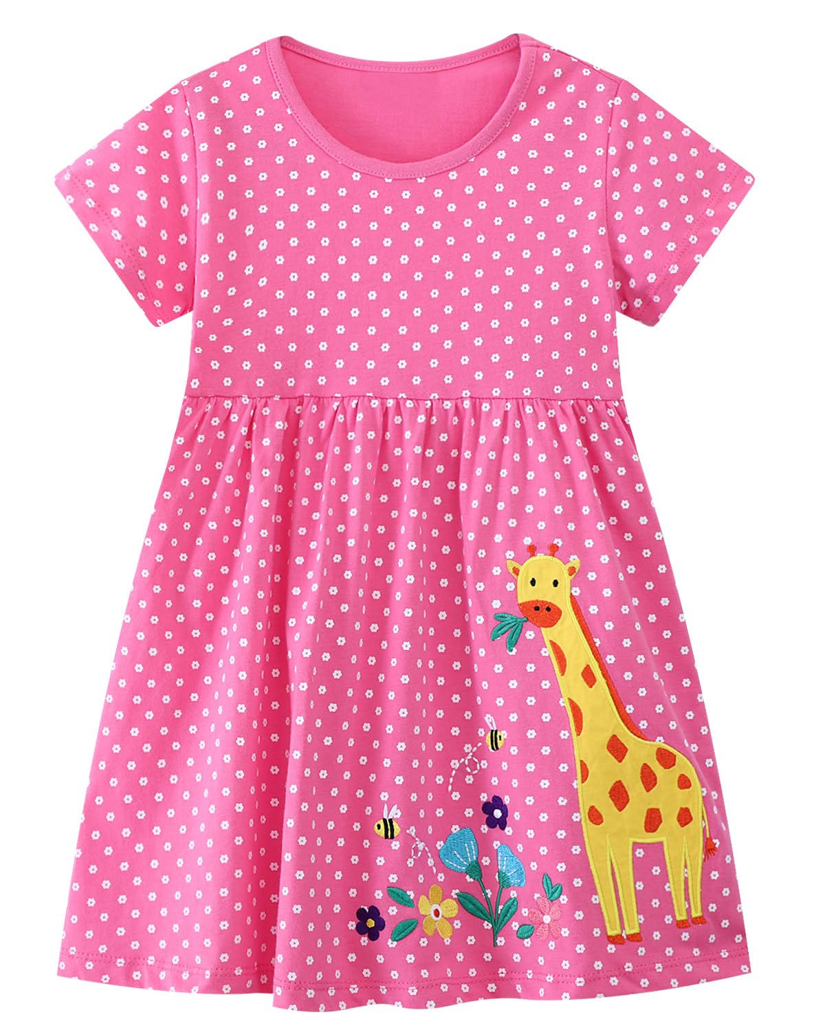 Beilei Creations Mädchen Kleider Kurzarm Baumwolle Kinder Kleid Süßes Muster Gr.85-140