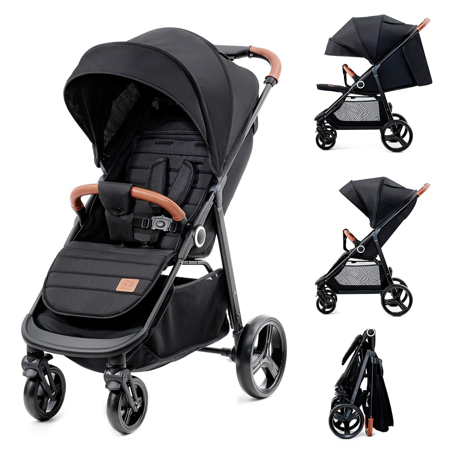 Kinderkraft GRANDE PLUS Kinderkraft Buggy von Geburt bis 22 kg, Zusammenklappen mit einer Hand, Liegeposition, großes Verdeck mit Fenster, alle 4 Räder gedämpft, geräumige Sitz, Grau - Meloni2
