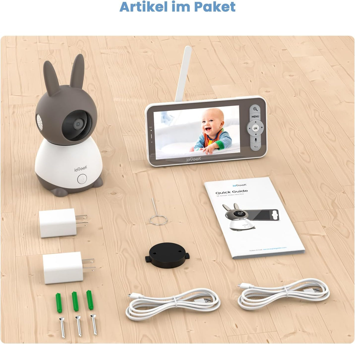 ieGeek Babyphone mit Nachtsicht - 2K 5" WLAN PTZ Kamera für rundum Sicherheit