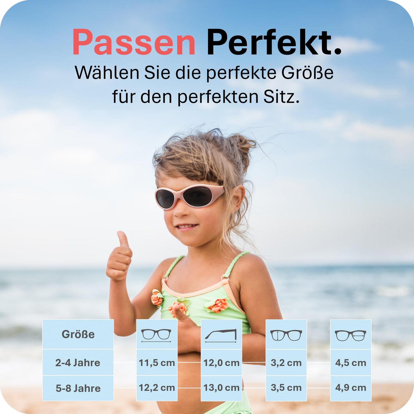 Mausito Children's Sunglasses 2-4 Years & 5-8 Years Comparison Winner Children's Sunglasses 100% UV Protection Flexible Non-Toxic Children's Sunglasses with Strap European Design Made for Children