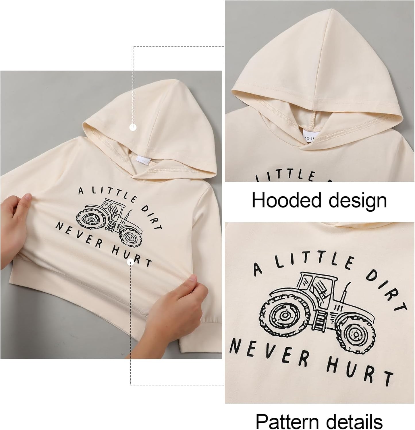 SOLOYEE Baby Boys Outfits Clothing Sets Toddler Clothing Boy 1-5 Years Letter Pattern Long Sleeves with Hood Sweatshirt and Baby Jeans Boy 2-Piece Set