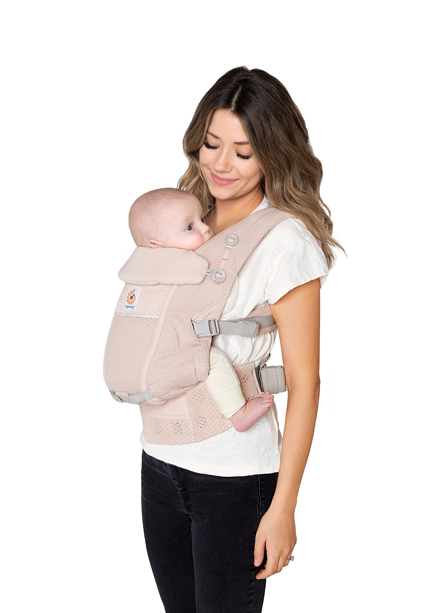 Ergobaby Adapt Babytrage für Neugeborene ab Geburt, 3-Positionen SoftFlex Mesh Ergonomische Babybauchtrage Rückentrage Baby-Tragetasche, Natural Beige, 1 Einheit