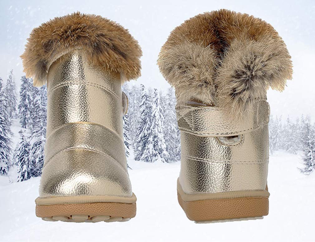 KVbabby Winter Shoes, Girls’ Warm Lined Winter Boots, Children's Ankle Boots, Waterproof Snow Boots, Soft Soles, Slip-On Boots