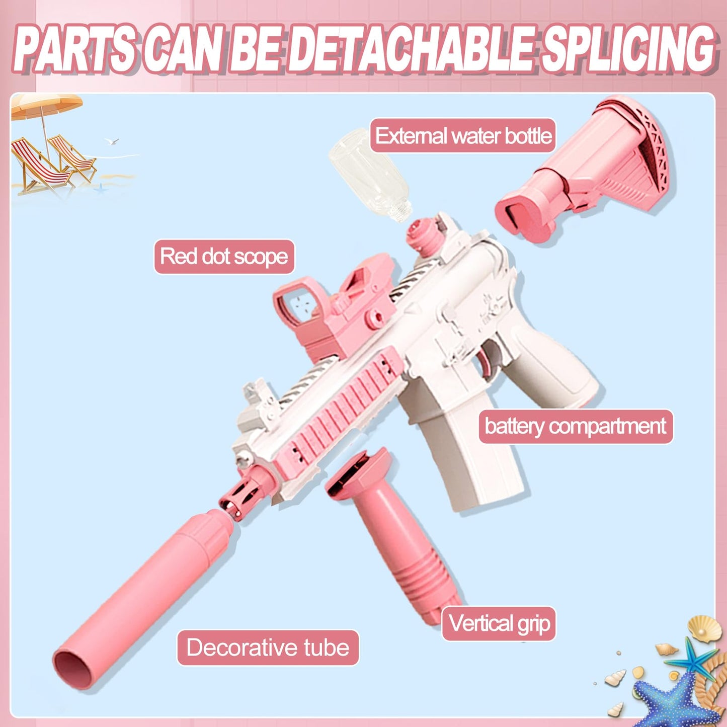 Elektrische Wasserpistole Sehr Stark Wassermaschinenpistole mit Wiederaufladbare Batterie Squirt Gun Wasser Spielzeug bis zu 20ft,Outdoor Water Gun Schießspiel für Erwachsene and Kinder (Blau)