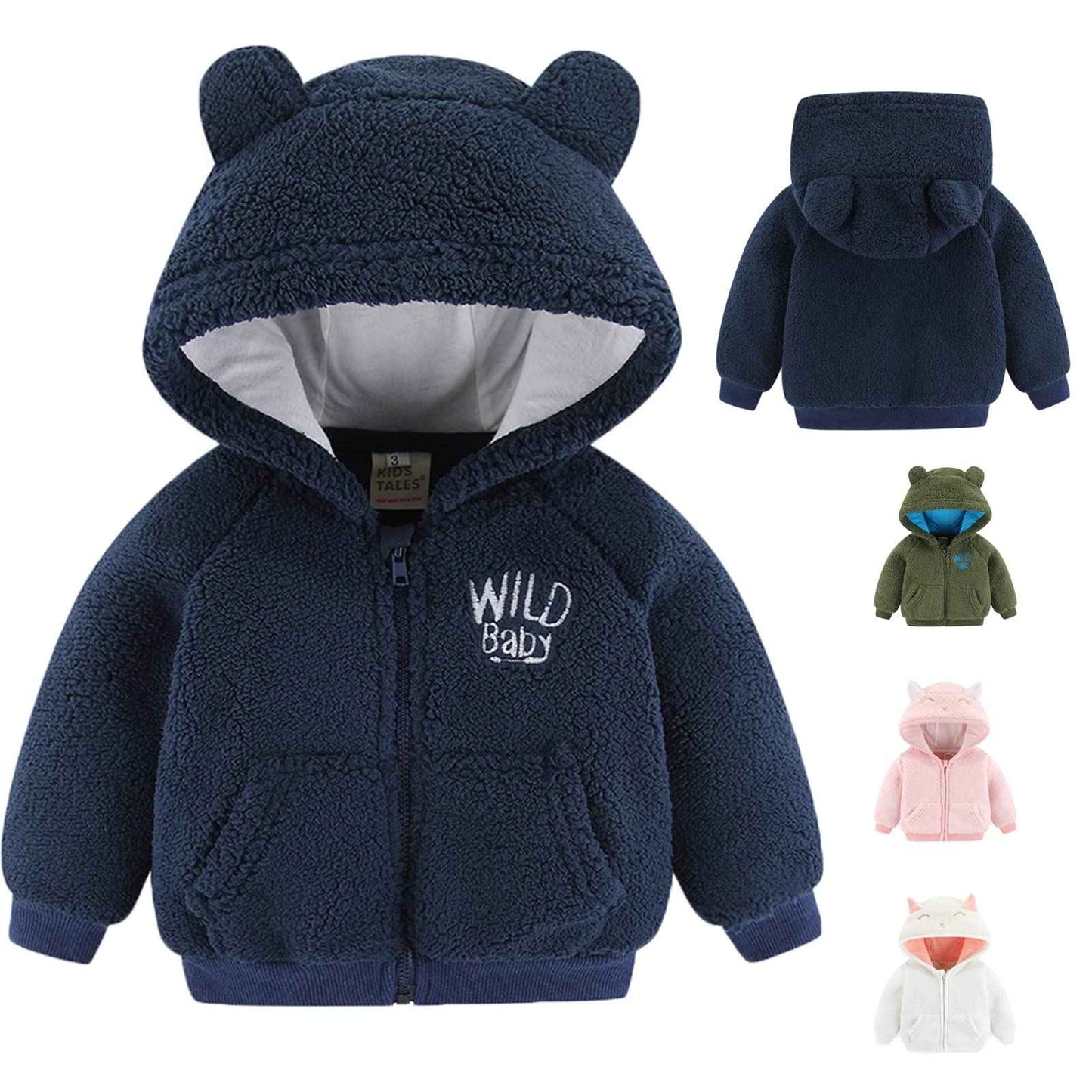 Gajaous Newborn Baby Girls Boys Fleece Hooded Jacket Zip Bear Coat Warm Winter Outwear
