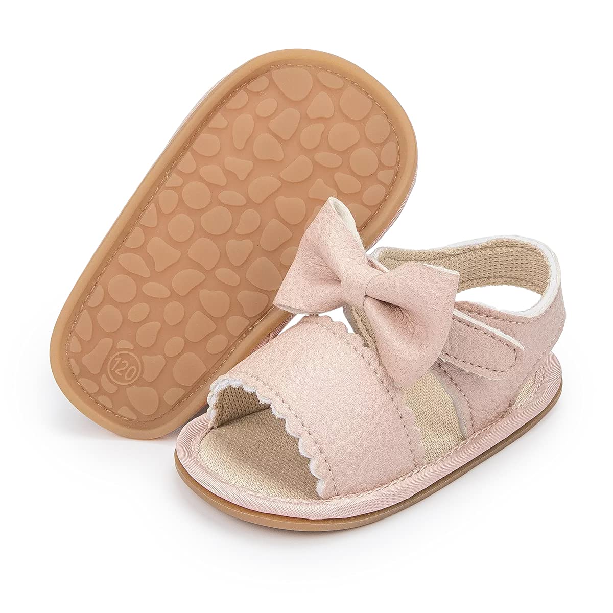 Sonsage Infant Baby Girls Boys Summer Sandals Newborn Bow Crib Sandals Outdoor Beach Toddler PU Leather Soft Rubber Sole Dress Flat First Walking Shoes, a01 Black, 3-18 Months