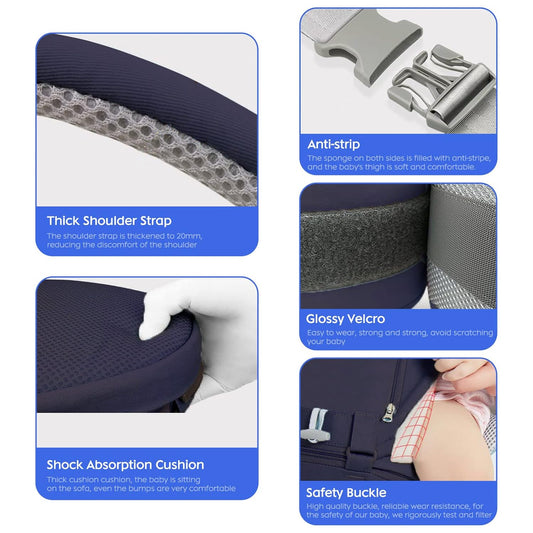 Baby Carrier Newborn with Hip Seat 3-in-1 Baby Carrier Ergonomic Breathable and Soft Baby Belly Carrier for Baby 0-36 Months, Baby Back Carrier 0-18 kg