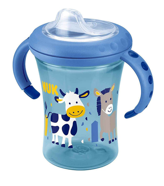 NUK 10255356 Starter Cup, Silikontrinktülle, auslaufsicher, ab 6 Monaten, 230ml, blau
