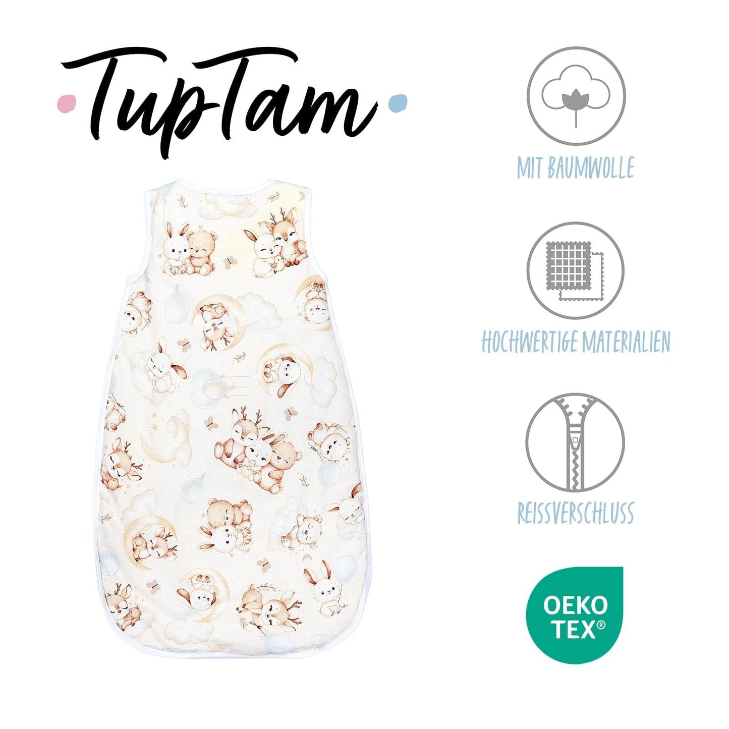 TupTam Baby Sleeping Bag 2.5 Tog - Oeko-Tex All-Year Sleeping Bag Children with Side Zip, Sleeveless
