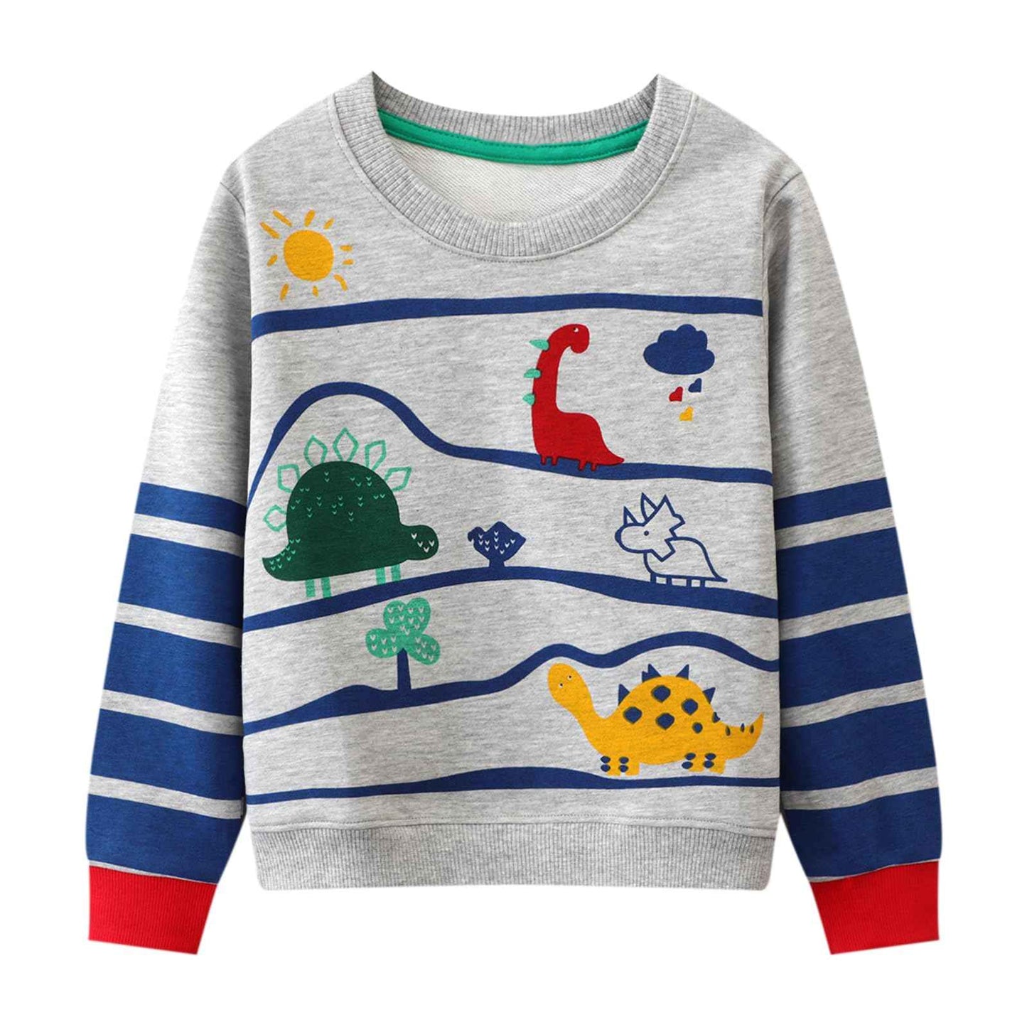 Dinopjs Children's Boys Pullover Sweatshirt Cute Long Sleeve Cotton Dinosaur Cartoon Jurassic Planets Digger Crane Dump Truck Tractor Winter & Spring Christmas Warm Tops 2-7 Years