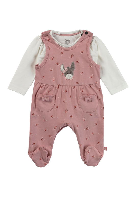 Sterntaler Strampler Set Blümchen - Baby Strampler aus Jersey mit Esel Emmi Girl Applikation - mit Langarmbody - Drucknöpfe im Schritt - bequemer Mädchen Zweiteiler ab Geburt