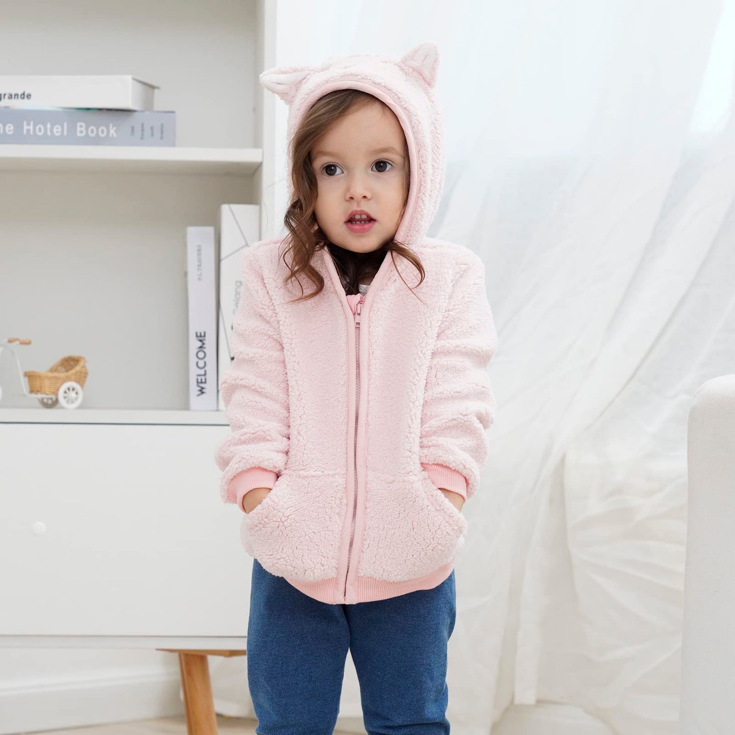 Gajaous Newborn Baby Girls Boys Fleece Hooded Jacket Zip Bear Coat Warm Winter Outwear