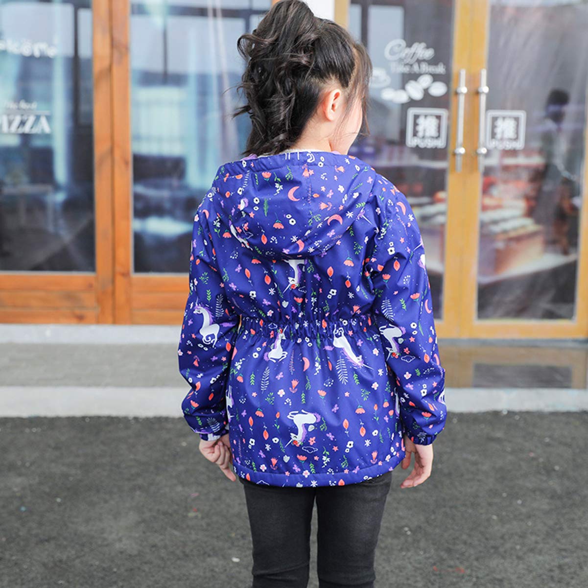 SXSHUN Children's Girls' Softshell Jacket with Fleece Lining Transition Jacket Print Hiking Jacket Outdoor Jacket Warm Windproof Breathable Spring Autumn