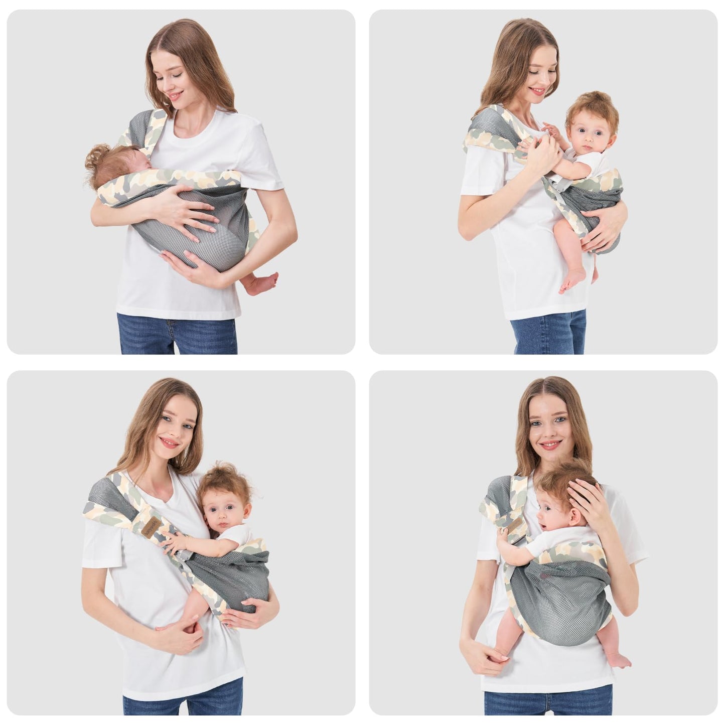 IULONEE Tragetuch Baby Babytrage Neugeborene Ab Geburt Verstellbare Babytrage Auf Einer Schulter Ergonomische Praktische Babytrage Tragbar Baby Tragegurt Für Babys Von 3 Bis 36 Monaten (Grau)