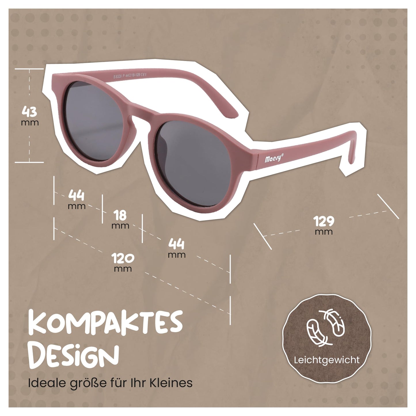 Maesy Faela Kindersonnenbrille für 3-6 Jahre - UV400 polarisierter Schutz - Flexibler und flexibler Rahmen - Sichere und bequeme Kindersonnenbrille für Kleinkinder