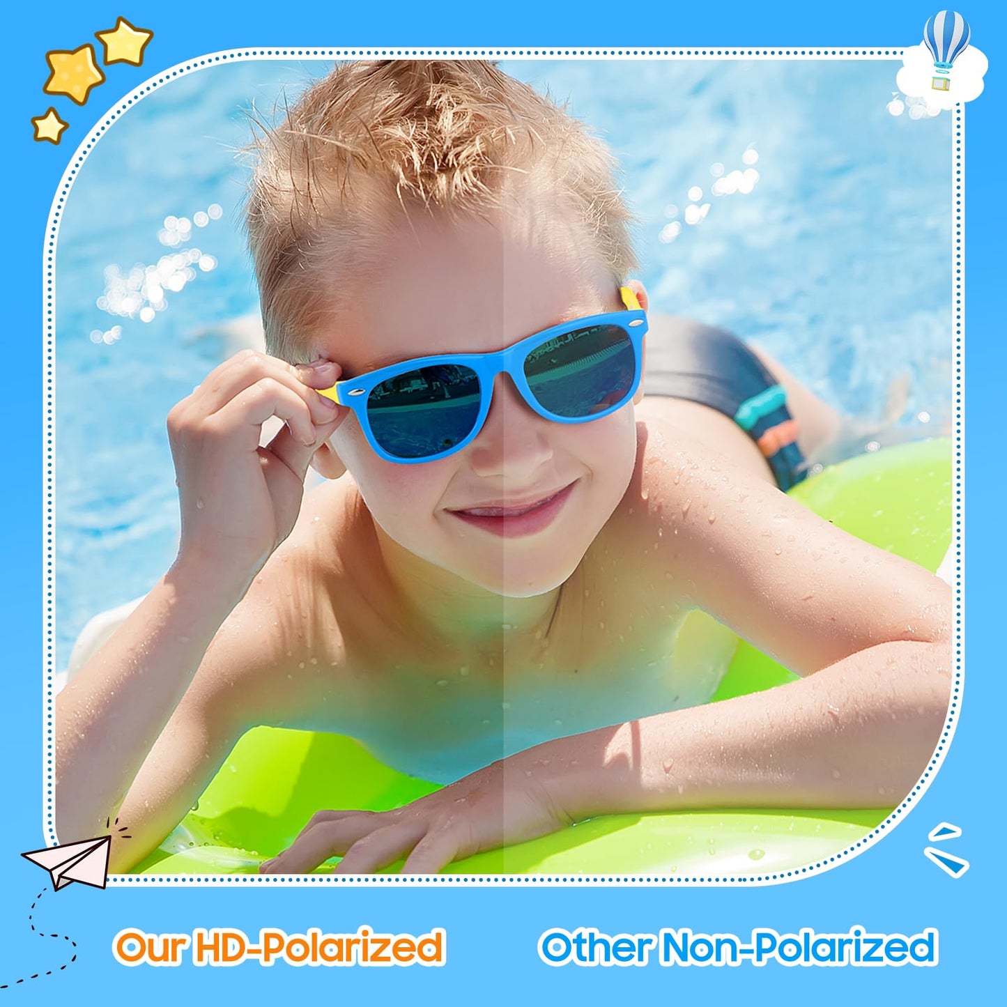 Nlieanuc Children's Sunglasses 3-10 Years for Boys Girls Polarised Children's Sunglasses UV400 Protection with Rubber Frame