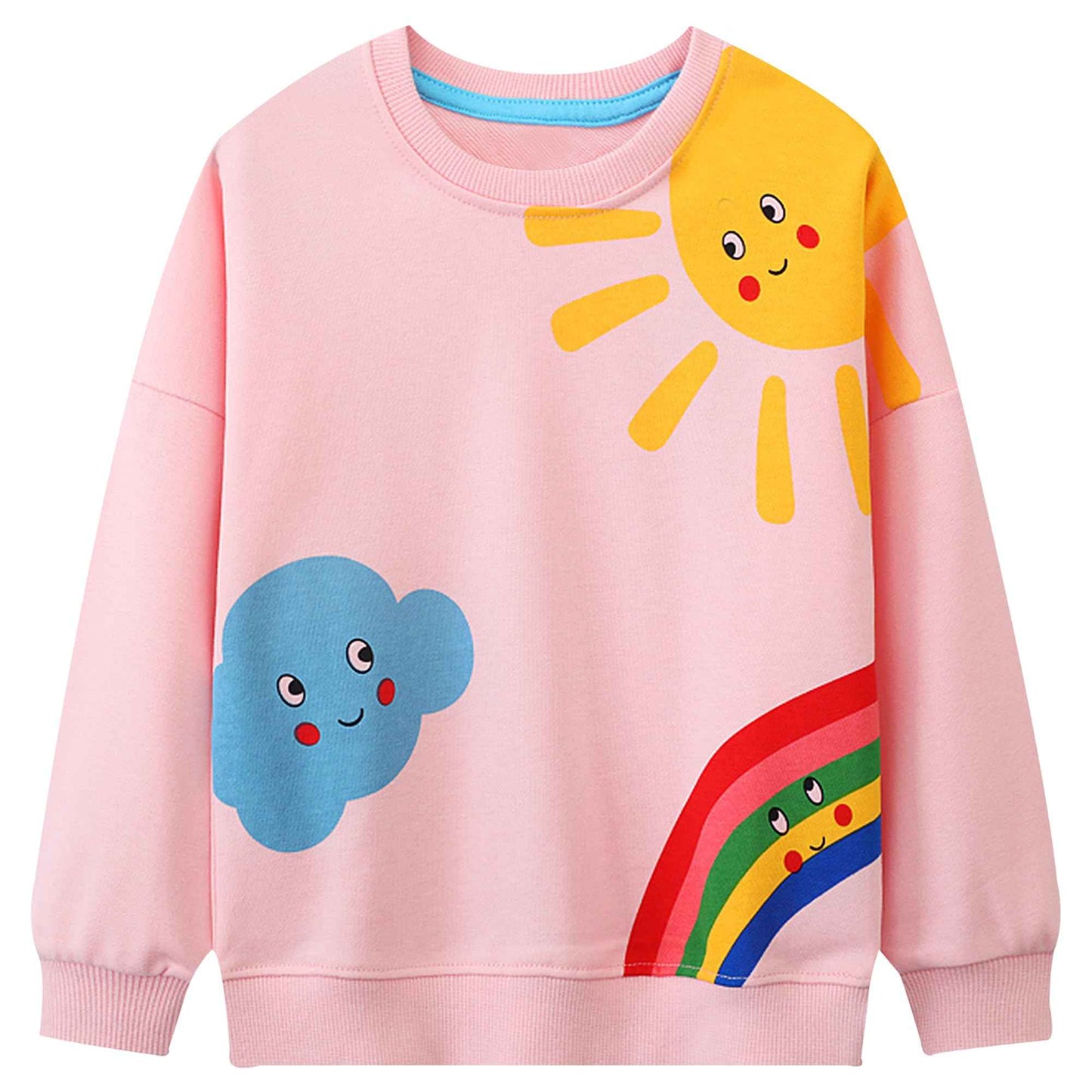Baogaier Sweatshirt Mädchen Pullover Baumwolle Leichtgewicht Casual Sport Langarmshirt Pailletten Pelzig Tierdruck Kinder Kleidung Langarm Rundhalsausschnitt Tops 2-7 Jahre, Gr.92-122