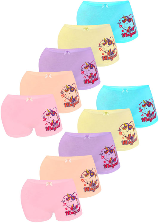 LOREZA ® 10er Pack Mädchen Pantys Boxershorts Unterwäsche aus Baumwolle - Gr. 92-170