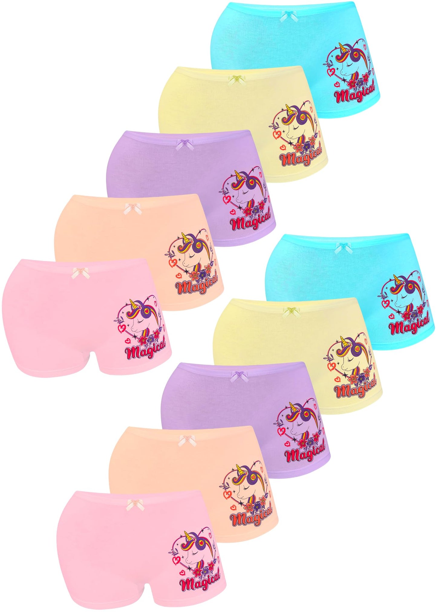 LOREZA ® 10er Pack Mädchen Pantys Boxershorts Unterwäsche aus Baumwolle - Gr. 92-170