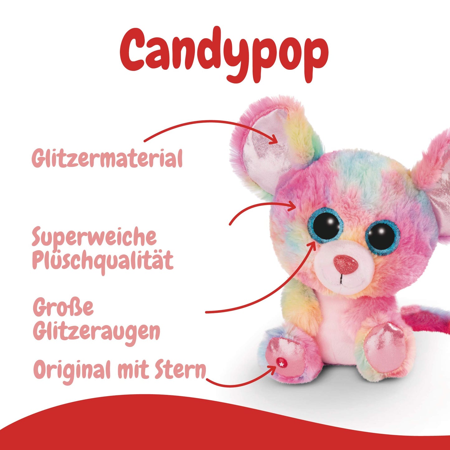NICI Glubschis: Das Original – Waschbär Clooney 25 cm – Kuscheltier Augen – Flauschiges Plüschtier mit großen Glitzeraugen – Schmusetier für Kuscheltierliebhaber – 45569