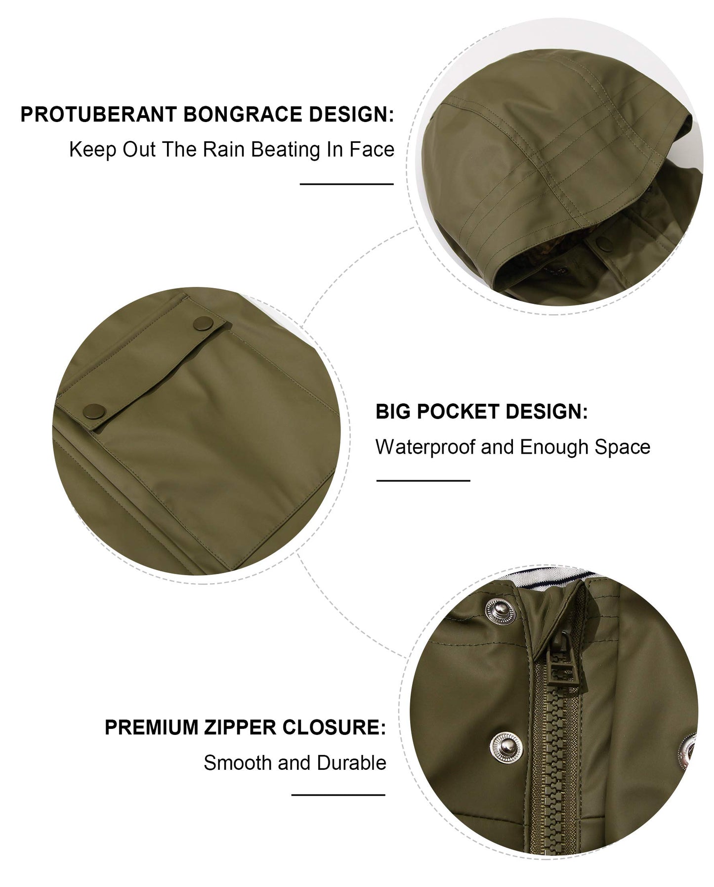 SOLOCOTE Kinder Regenjacke mit Kapuze gefüttert Gummi Regenmäntel für Mädchen Jungen Wasserdicht Winddicht Größe