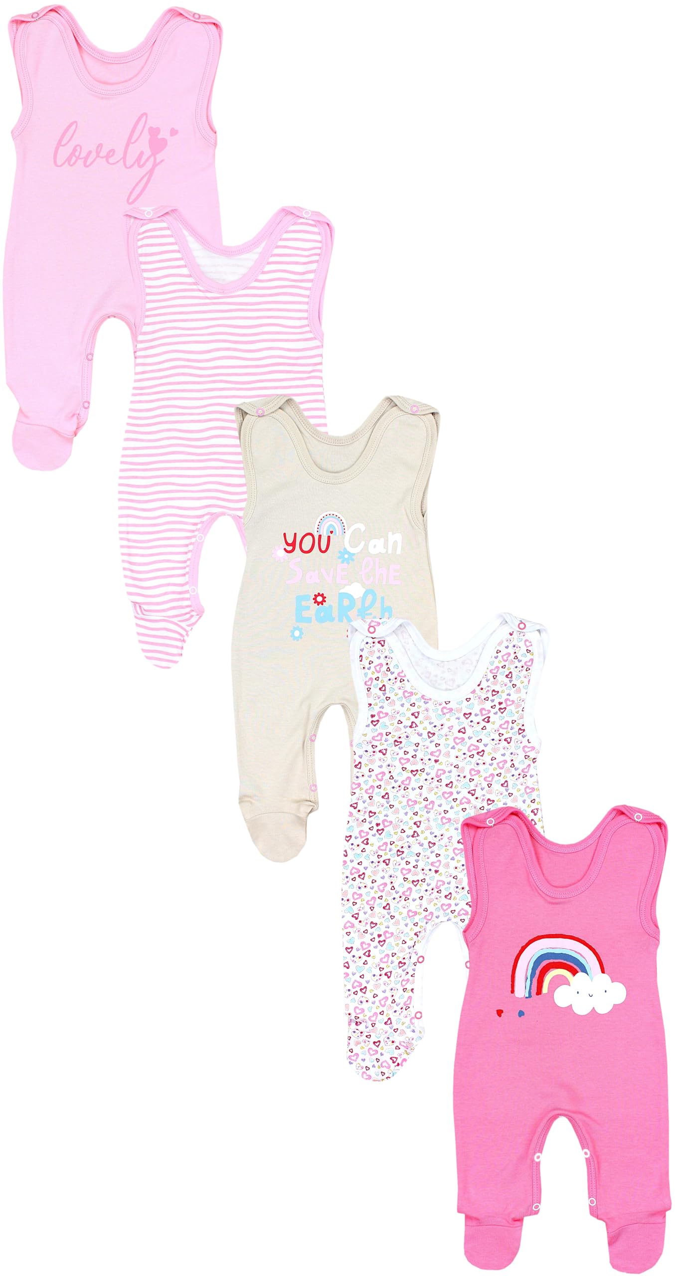 TupTam Baby Unisex Strampler mit Aufdruck Spruch 5er Pack